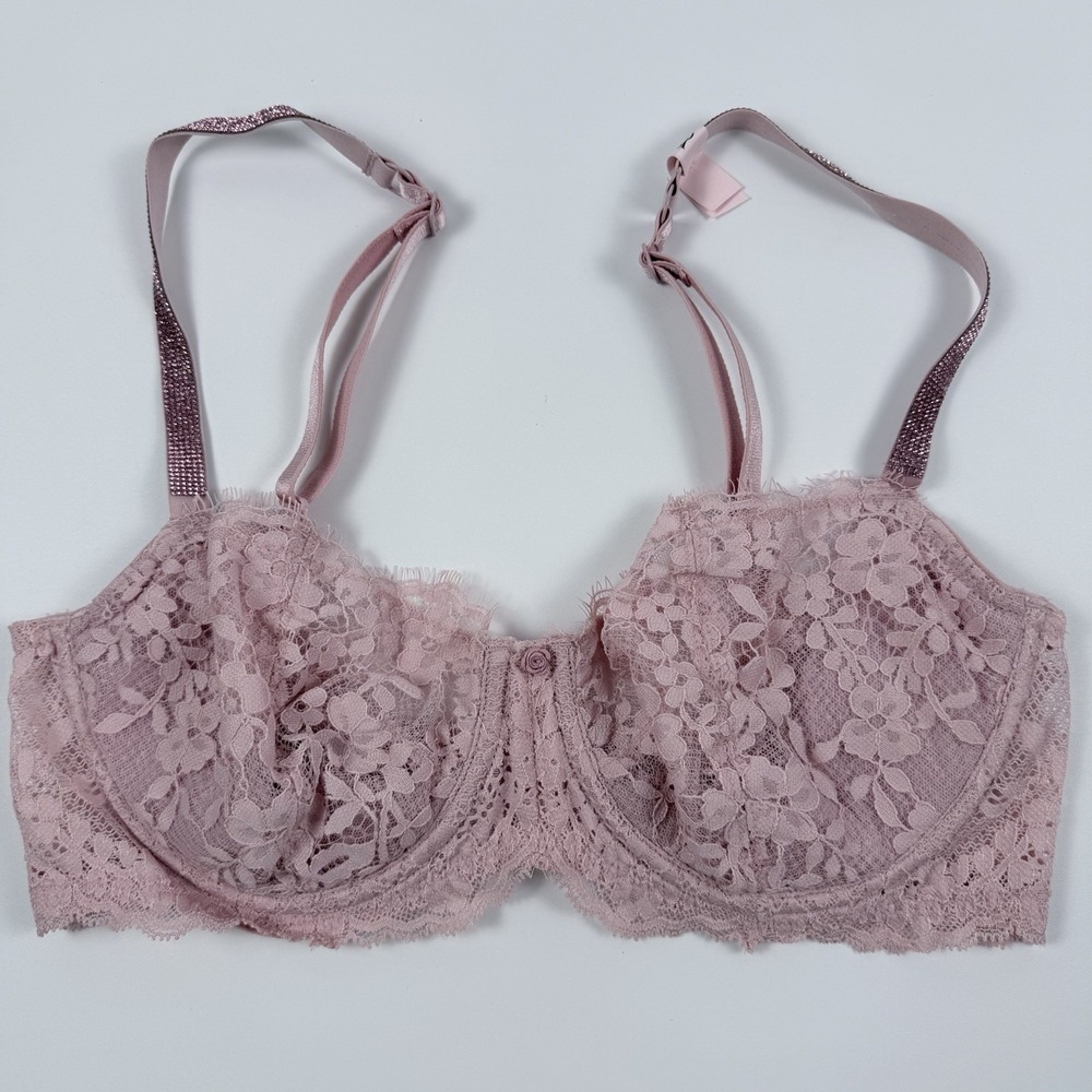 Victoria's Secret Dream Angels Pink Bra Shine Strap Unlined Uplift 32DDD NWT